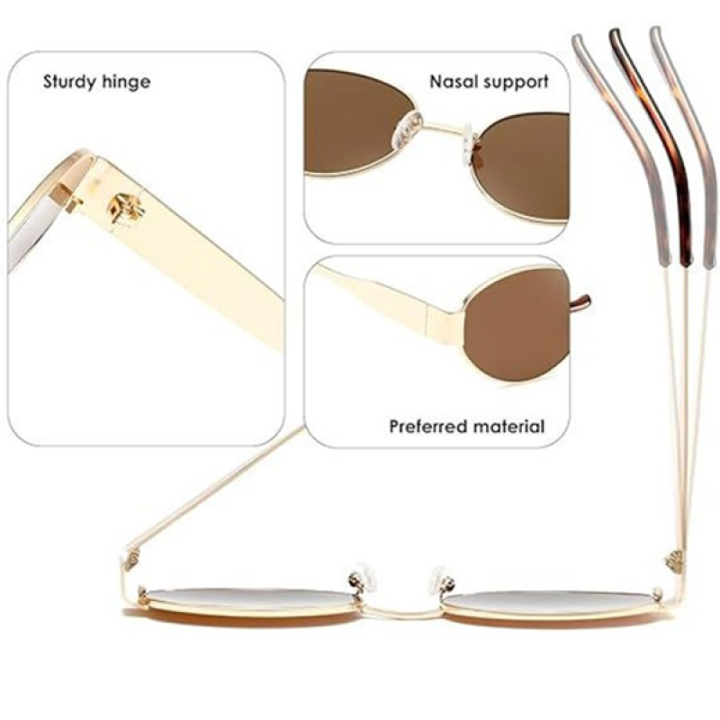 Women Round Sunglasses with UV Protected Lens Brown-Brown